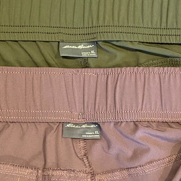 Bundle of 2 Eddie Bauer Traveler Ankle Pant Pull On XL Green & Purple #157T - Picture 4 of 5